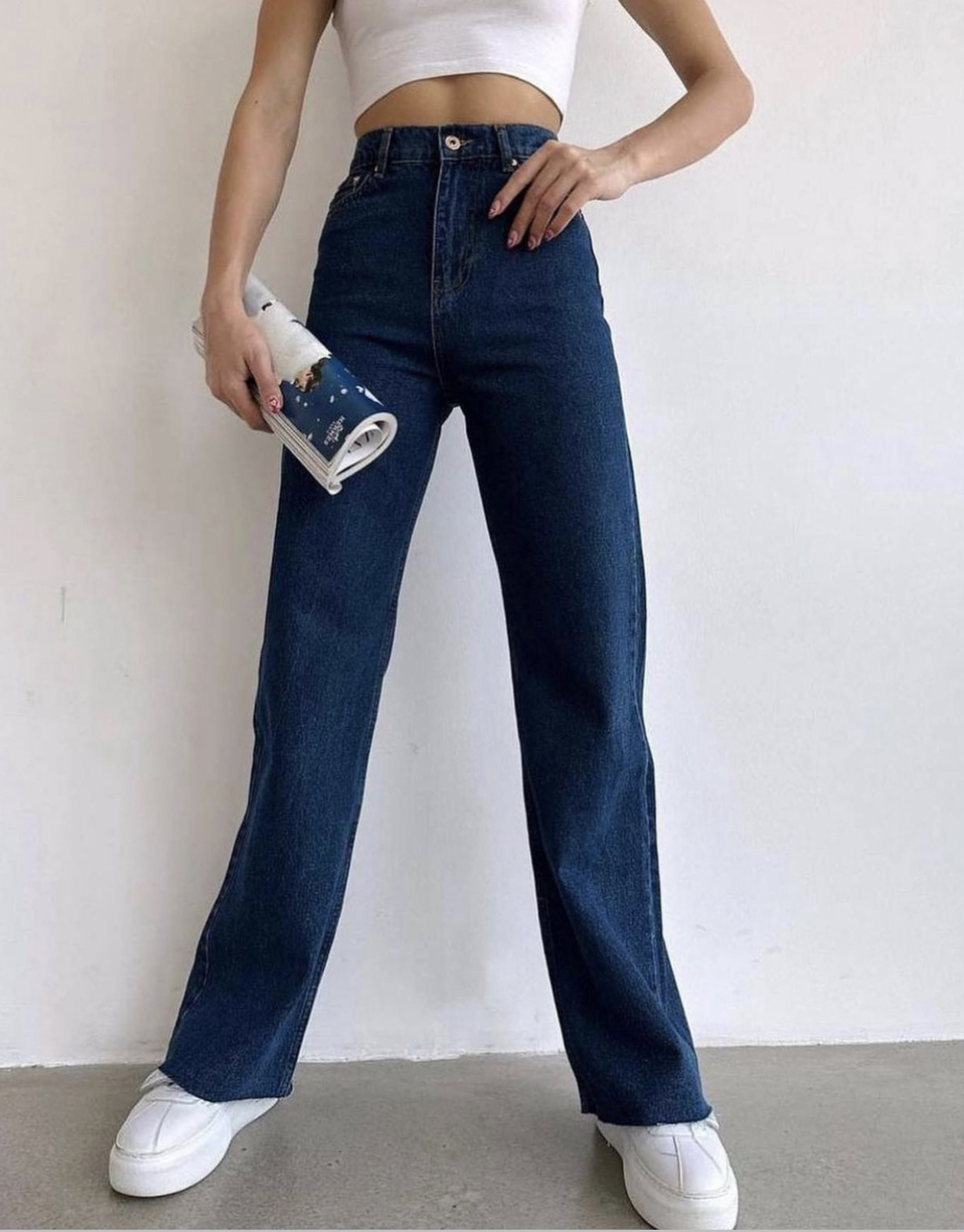 Wide Leg Jeans In Dark Blue - Image 2